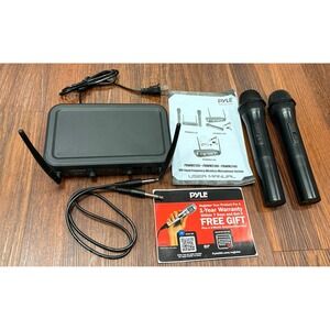 Pyle Channel Microphone System Fixed Dual Frequency Wireless Set 2 Mic PDWM2135